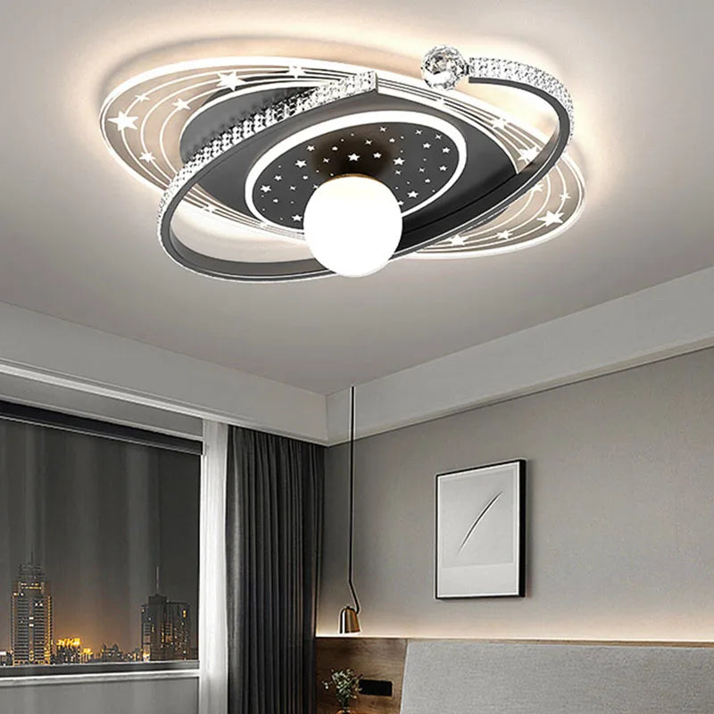 Nordic smart ceiling light home decor led pink blue star ring light  for children‘'s room dimmable luxury boy room decor lights