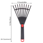 【E】1Pc Garden Grass Leaf Rake Plastic Rake Gardening Rake Lawn Hand Tool With Handle Tool For Garden Maintenance Plant Care
