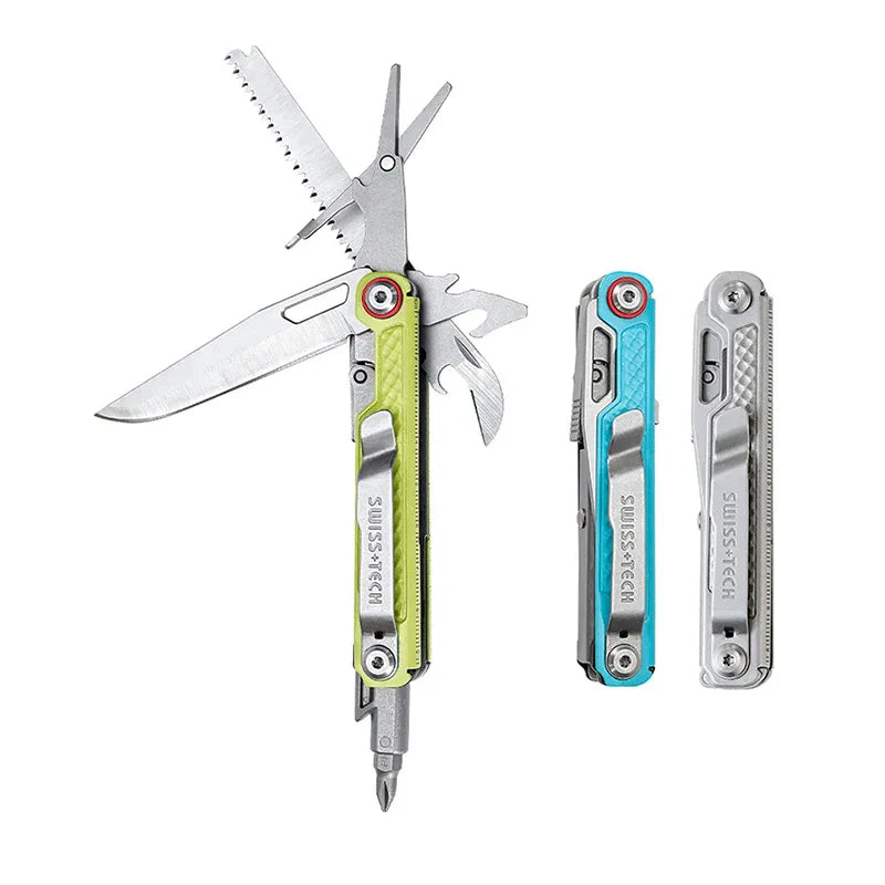 SWISS TECH 11 in 1 Mini Multitool Multi-function Tools with Scissors Screwdriver EDC Outdoor Survival Hand Tool