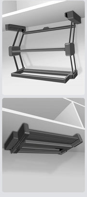 Kitchen Cabinet Lift Basket Storage Rack Condiment Dishes Pull-down Folding Kitchen Creative Home Organizer Holders Accessories