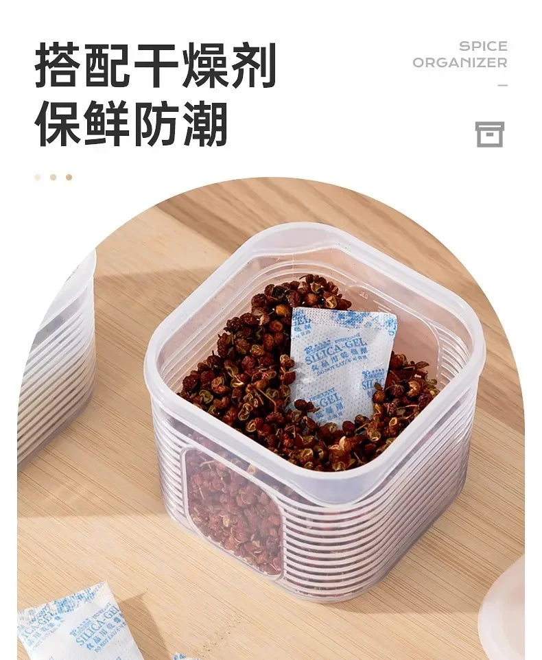 Food Storage Container 6 Grids Vegetable Fruit Fresh-keeping Box with Lid for Refrigerator Kitchen Spice Seasoning Storage Jar