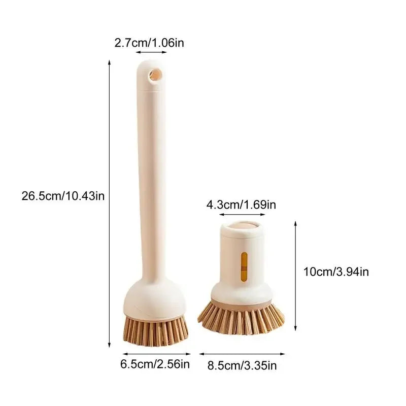 Kitchen Pot Brush for Home Use Long Handle Rotating Dish Washing Scrubber with Liquid Dispenser Easy Clean Pan and Bowl