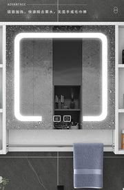 Smart Bathroom Storage Mirror Cabinets with Towel Rod Wall Standing Closet Light Mirror Cabinets Organizador Bathroom Furniture