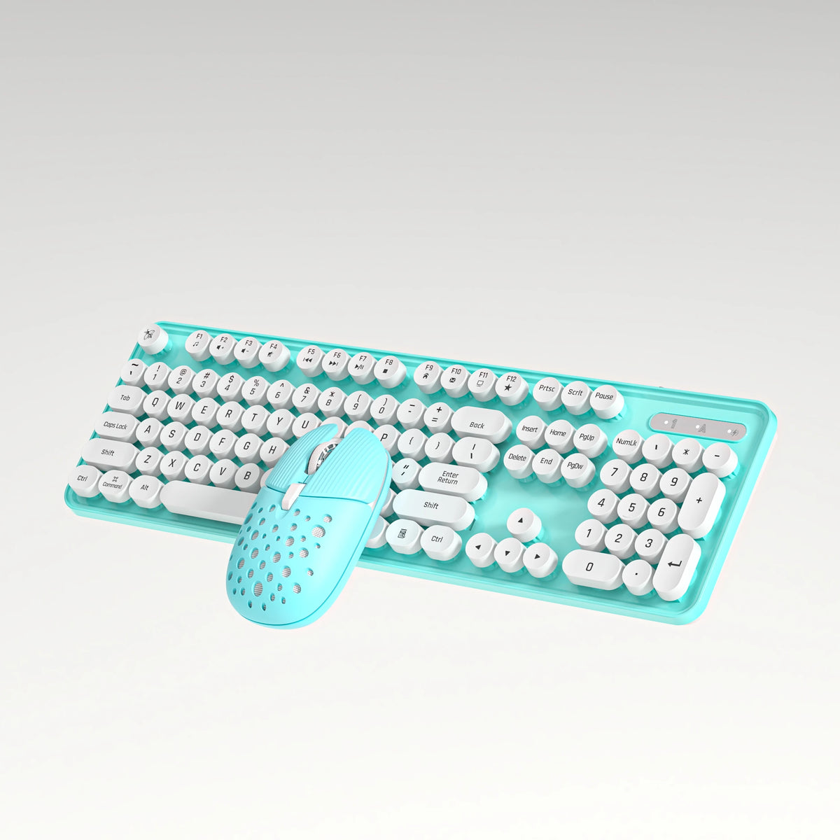 Cute 104Keys Retro Round Keycap 2.G Wireless Gaming Keyboard Mouse Combo Ergonomic Keyboard With Multimedia function keys