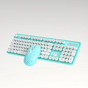 Cute 104Keys Retro Round Keycap 2.G Wireless Gaming Keyboard Mouse Combo Ergonomic Keyboard With Multimedia function keys