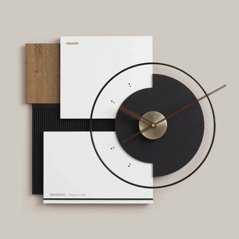 Large Living Room Wall Clock Silent Art Watches Luxury Mural Clocks Walnut Pointer Room Decor Ornaments Modern Wall Decoration