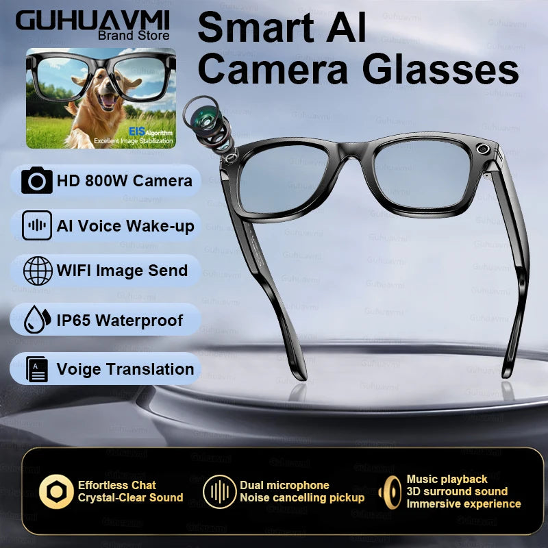 2025 New 800W Pixel HD Camera 32GB Smart Glasses Women Take photo shoot Video AI Translation Recording Waterproof AI Glasses Men