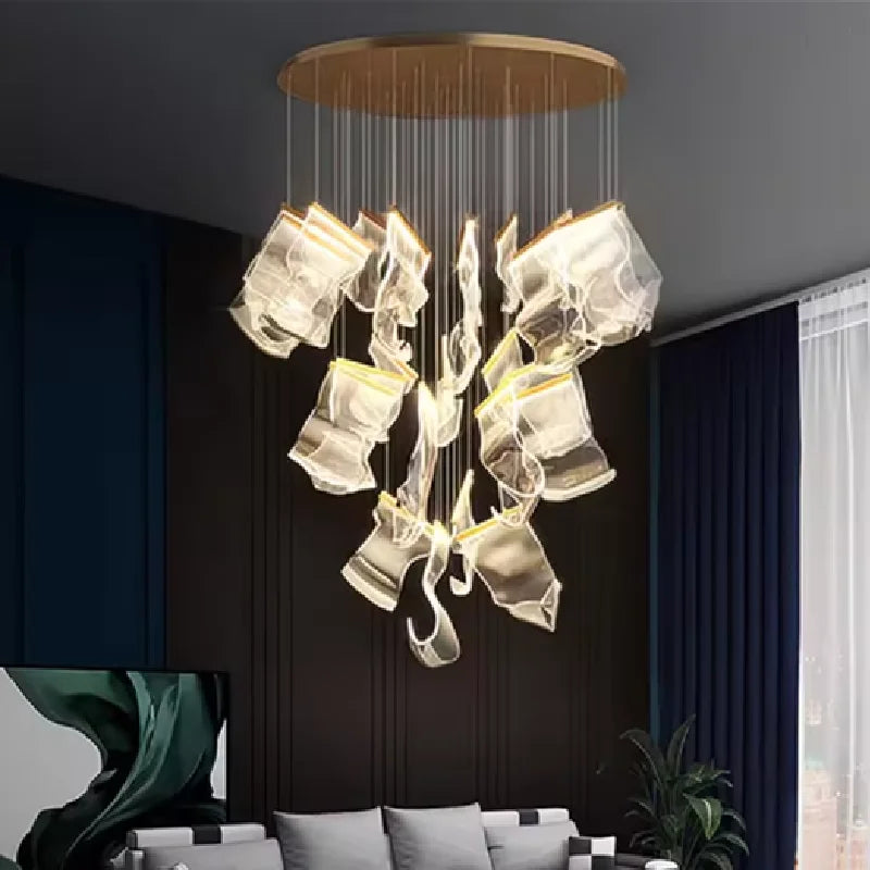 2025 New Smart LED Chandelier APP Control Modern Stair Light Living Room Luxury Ceiling Lamp Dimmable for Bedroom Decoration