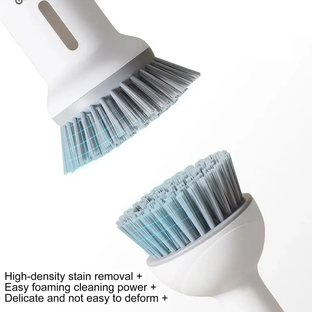 Kitchen Pot Brush for Home Use Long Handle Rotating Dish Washing Scrubber with Liquid Dispenser Easy Clean Pan and Bowl