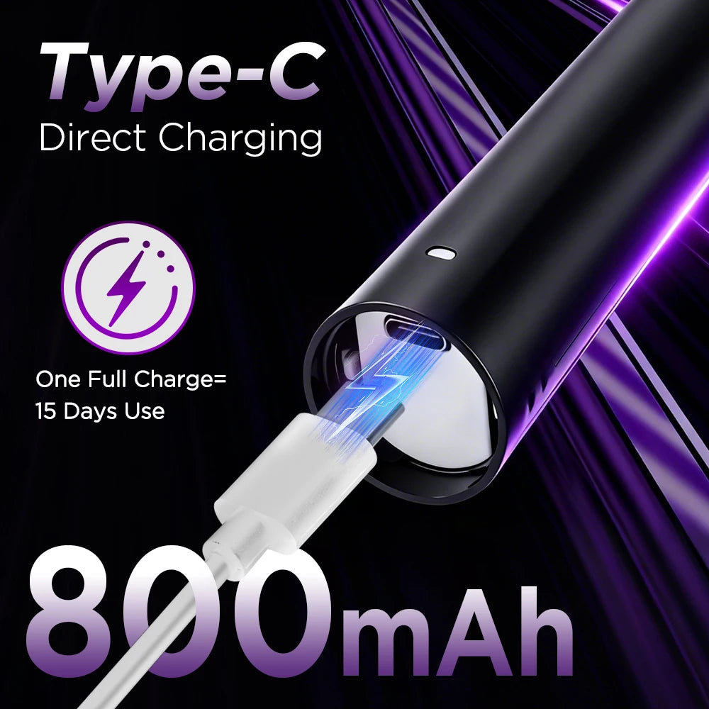 Smart Timer Rotating Electric Toothbrush, 5 Modes Teeth Cleaning Setting , Electric Teethbrush with 4 Teethbrush Round Heads