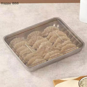 Stainless Steel Kitchen Storage Container With Tray – Refrigerator Organizer For Dumplings, Fruits, Vegetables, Meat, And Cakes