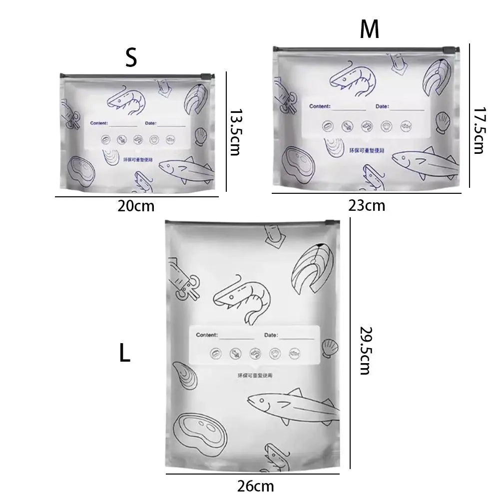 Sealed Food Storage Bag Aluminum Foil Reusable Freezer Bag Fresh Keeping Container Leakproof Meal Prep Kitchen Storage Organizer