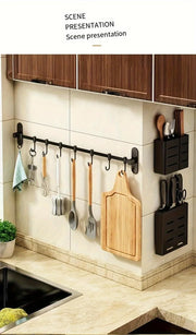 1 Piece Of Kitchen Equipment Storage Rack Such As Pot Lid And Spatula Wall-Mounted Hook Rack Multi-Way Storage For Kitchen Items