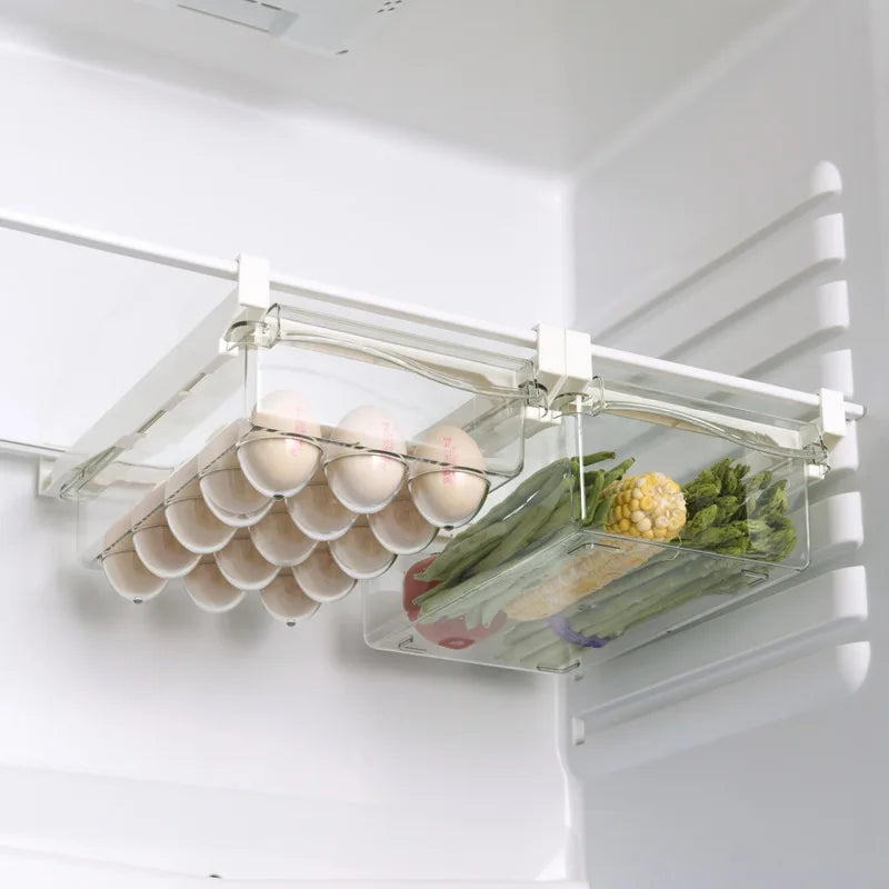 Hanging Fridge Storage Clear Refrigerator Shelves Organizer Eggs Fruits Vegetable Food Container Space Saving Kitchen Drawer Box