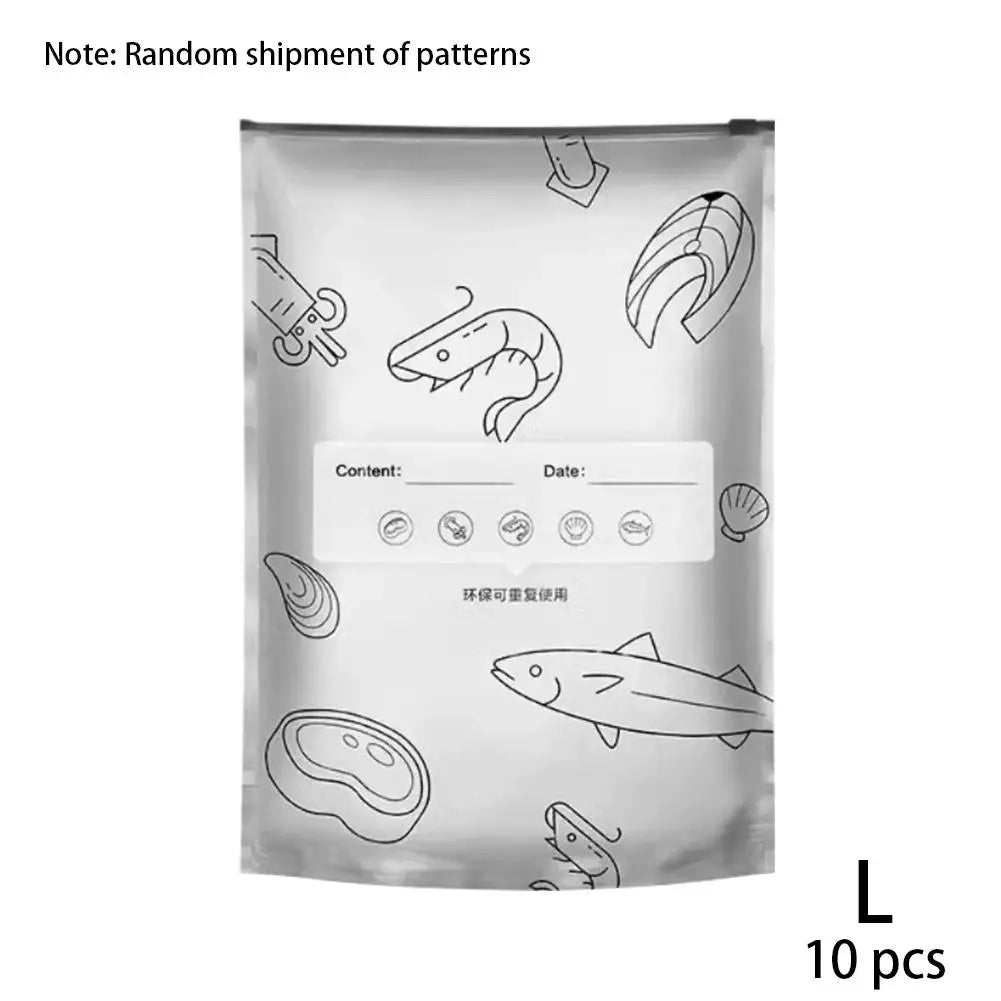 Sealed Food Storage Bag Aluminum Foil Reusable Freezer Bag Fresh Keeping Container Leakproof Meal Prep Kitchen Storage Organizer