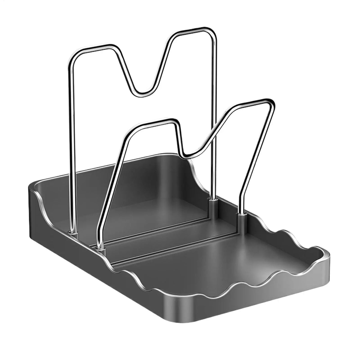 Kitchen Pot Lid Rack No Drill Pot Lid Organizer Kitchen Space Saving Countertop Organizer Rack with Drainage Tray Easy to Clean
