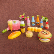 Kids Pretend Role for Play Kitchen Fruit Wooden Toy Cutting Set Child Gifts Dropship