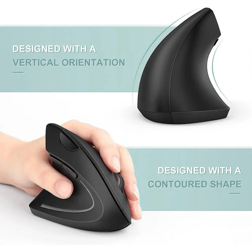 Wireless Bluetooth Vertical Mouse 800/1200/1600 DPI 6 Button Personalised Side Grip Ergonomic 2.4G Mute Gaming PC Computer Mouse
