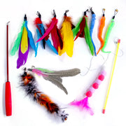 Cat Toy Set Interactive Play Kitten Toys for Indoor Cats Fun Exercise Entertainment Pet Fishing Rod Teaser Wand Plush Mouse