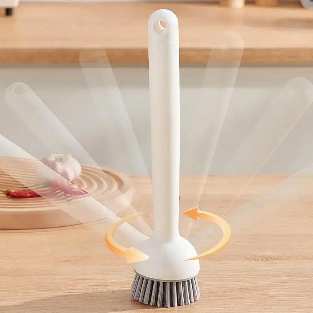 Kitchen Pot Brush for Home Use Long Handle Rotating Dish Washing Scrubber with Liquid Dispenser Easy Clean Pan and Bowl