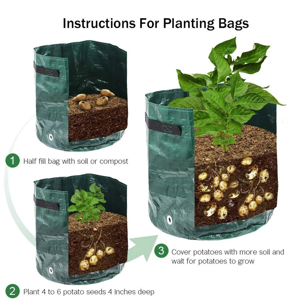 Garden Grow Bags 3/5/7/10 Gallon Potatoes Grow Bags Gardening Plant Growing Bags PE Fabric Carrot Vegetable Planter Container