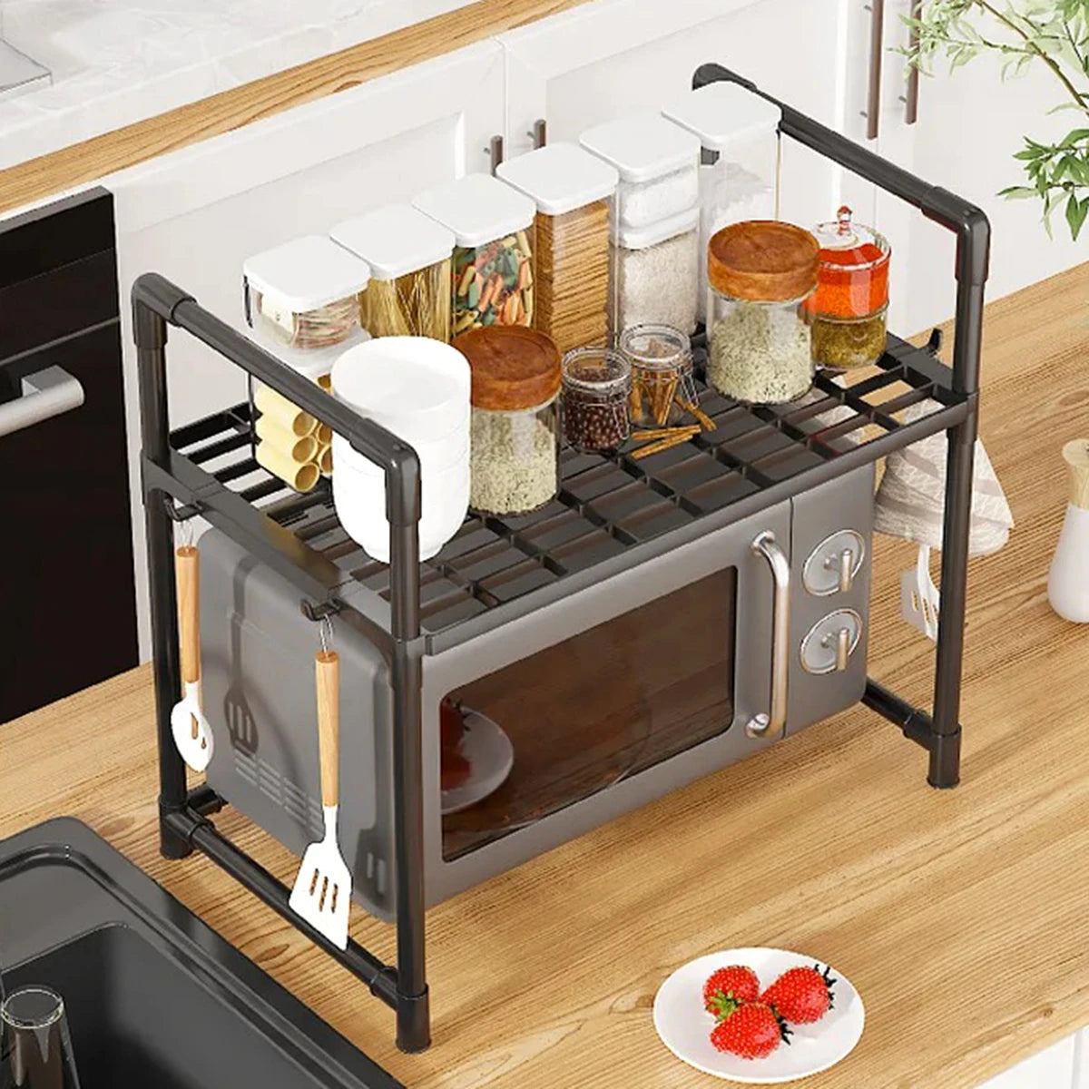 Kitchen Storage Rack Microwave Shelf Condiment Organizer Shelf Multi-Layer Simple Countertop Tidying Shelves Kitchen Accessories