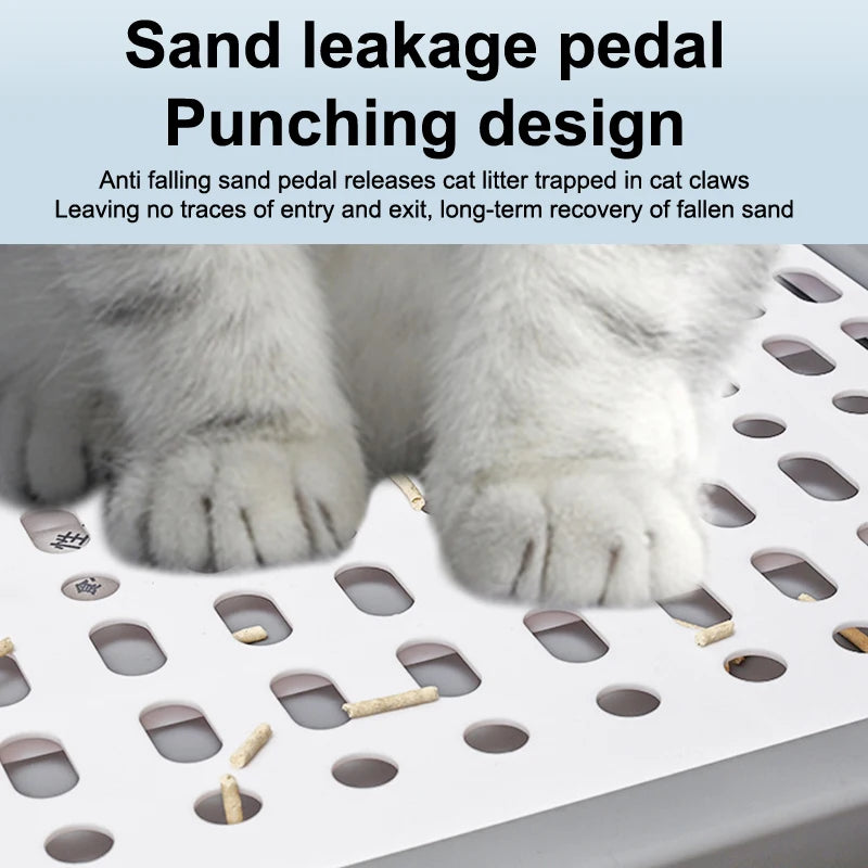 Cat Litter - Box With Scoop, Large Foldable Litter Box With Lid, Front Entry Top Exit Kitty Box, Odor Control