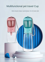 Dog Cat  Portable Feeding and Watering Supplies Portable Food Grade Material Dog Travel Pet Water Cup Bottle With Food Dispenser