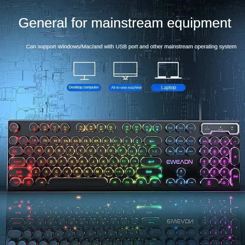 Eweadn GX330 Wired Keyboard Mouse Set Retro Punk ABS Keycaps Gaming Keyboard Mouse Headphones family Office PC Gamer Laptop Gift