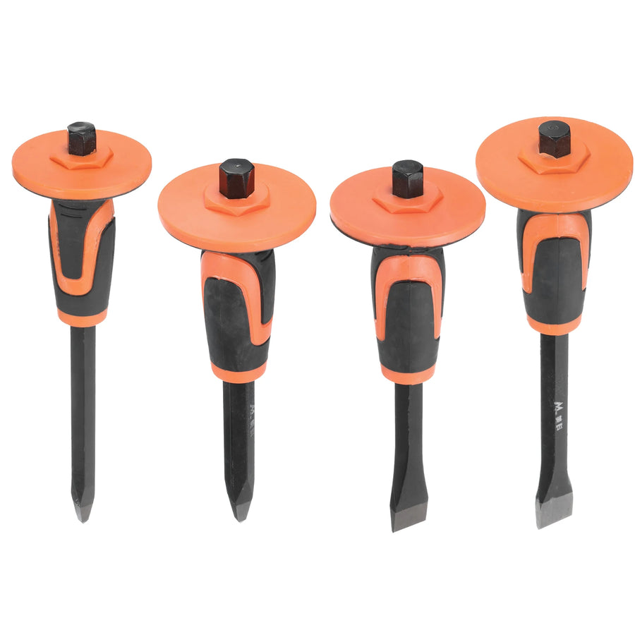 Masonry Chisel 9.8" 11.8" Pointed Head Rock 9.7" 11.4" Flat Head Rock Concrete Mortar Stone Brick Chisel with Hand Guard
