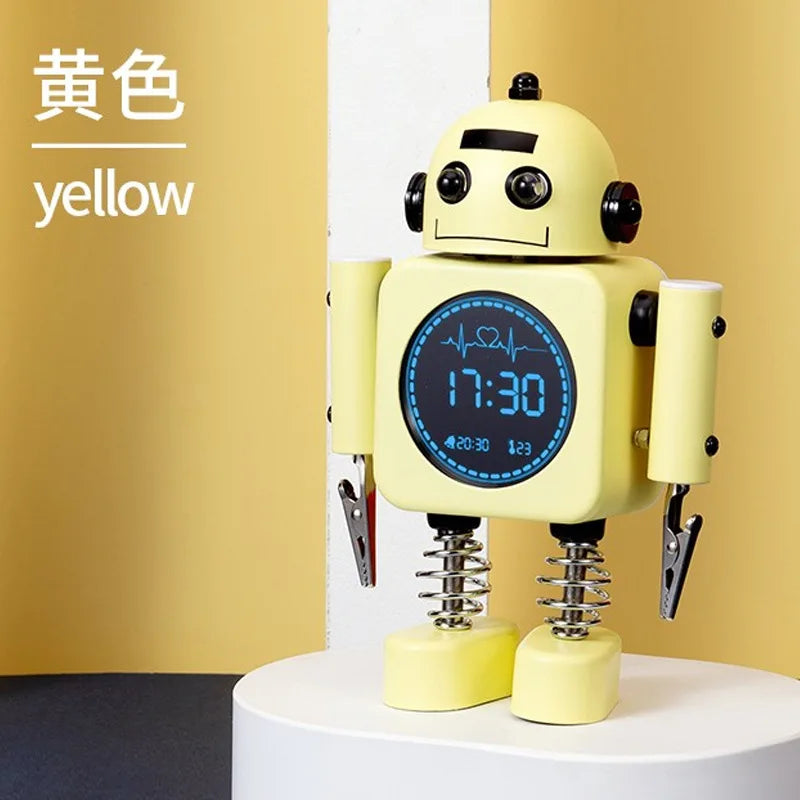 2025 Robot Smart Alarm Clock Led Wake-up Light Luminous Snooze Living Room Bedroom Desk Clock Children's Gifts Home Decoration