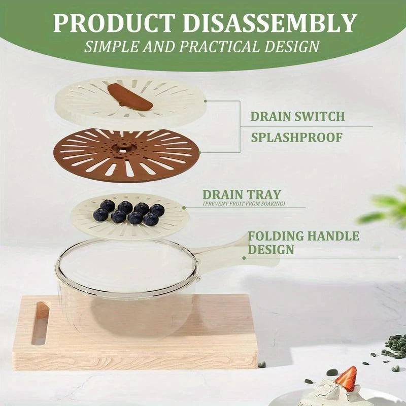 Multifunctional Drain Basket Fruit Vegetable Washing Strainer Basket WIth Lid Food Fresh Organizer Storage Box Kitchen Gadget