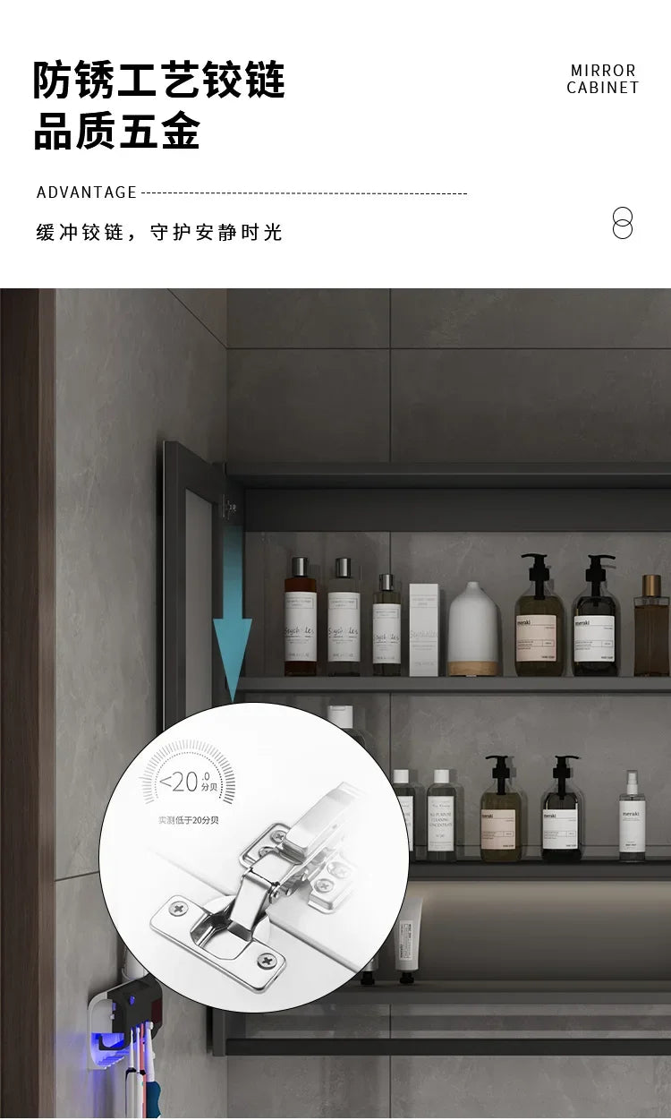 Smart Bathroom Storage Mirror Cabinets with Towel Rod Wall Standing Closet Light Mirror Cabinets Organizador Bathroom Furniture