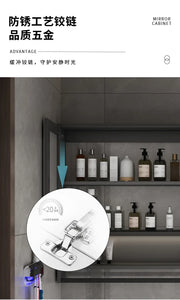 Smart Bathroom Storage Mirror Cabinets with Towel Rod Wall Standing Closet Light Mirror Cabinets Organizador Bathroom Furniture