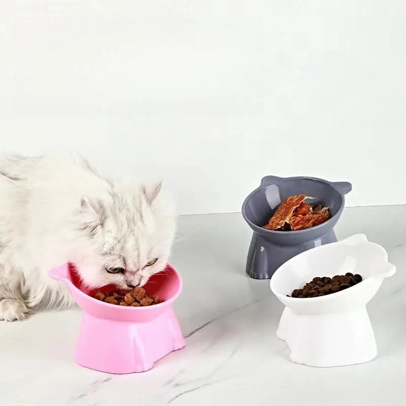 Elevated Pet Feeder for Cats & Dogs - Neck-Friendly, Anti-Tip Slanted Bowl for Food and Water