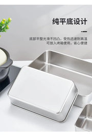 Food Storage Trays Rectangle Preservation Box with Plastic Cover Stainless Steel Multi-Function Rustproof Barbecue Food Storager