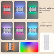 Smart Magnetic LED Wall Lamp with Motion Sensor Night Light 3 Color/Multicolor USB-Powered for Bedroom Living Office Wardrobe