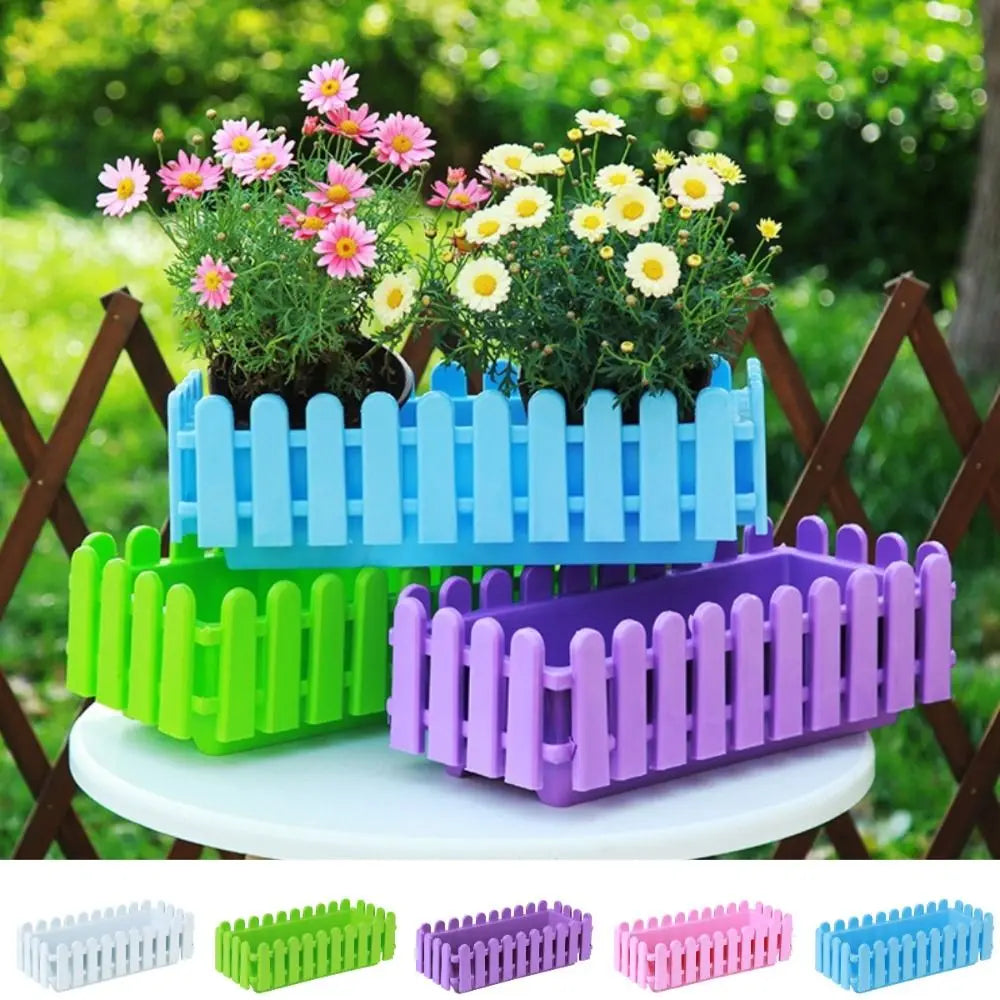 Fence Garden Fence Rectangular Plastic Strip Vegetable and Flower Slot Extra Large Thickened Resin Hydrophilic Fence Basin