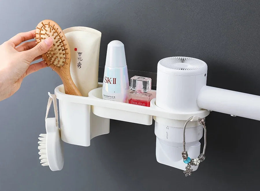 Home Accessory Set Storage Shelf, Holder for Storing Hair Dryer, Curling Iron, Bathroom Organizer