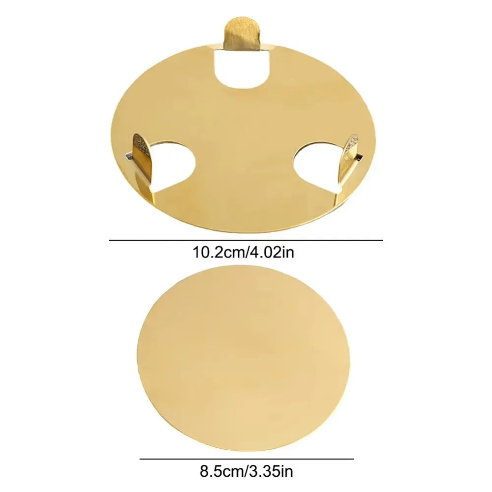 Kitchen Gadgets Round Gold Stainless Steel Coaster Set Mirror-like With Holder Drink Pad Scald-proof Insulated Cup Mat Tabletop