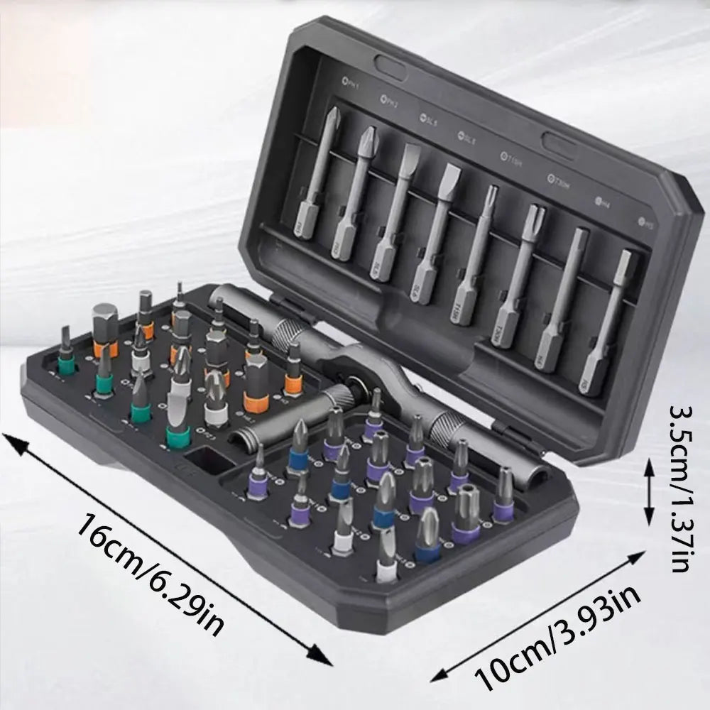 Household screwdriver set, 40-in-1 multi-functional high-hardness tool set, no electricity required, with detachable T-handle.