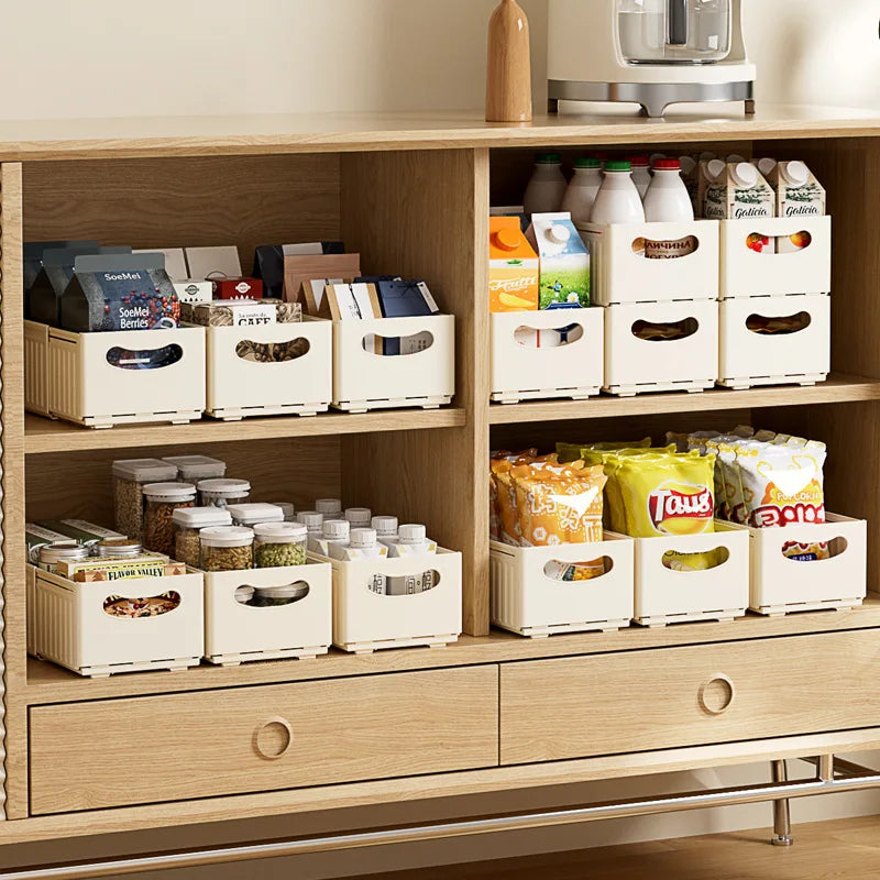 Kitchen Storage Box Retractable Multifunctional Storage Basket Cabinet Desktop Snack Spice Storage Box Fridge Kitchen Organizer