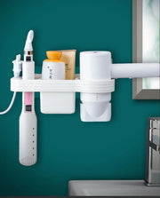 Home Accessory Set Storage Shelf, Holder for Storing Hair Dryer, Curling Iron, Bathroom Organizer
