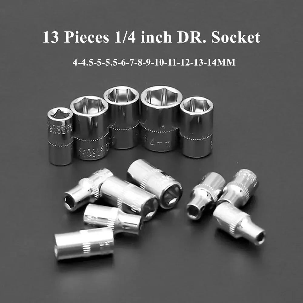 Professional Car Repair Tool Set Motorcycle Toolbox Set 46-Piece Set Car Repair Kit Ratchet Wrench Set Sockets Auto Repair Tools