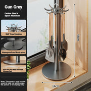 Kitchen Utensil Stand: Rotating Storage Hanger with 8 Hooks,for Countertop Organization rotatable Cooking Utensils Holder