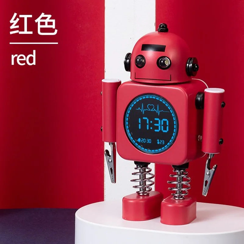 2025 Robot Smart Alarm Clock Led Wake-up Light Luminous Snooze Living Room Bedroom Desk Clock Children's Gifts Home Decoration