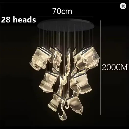 2025 New Smart LED Chandelier APP Control Modern Stair Light Living Room Luxury Ceiling Lamp Dimmable for Bedroom Decoration