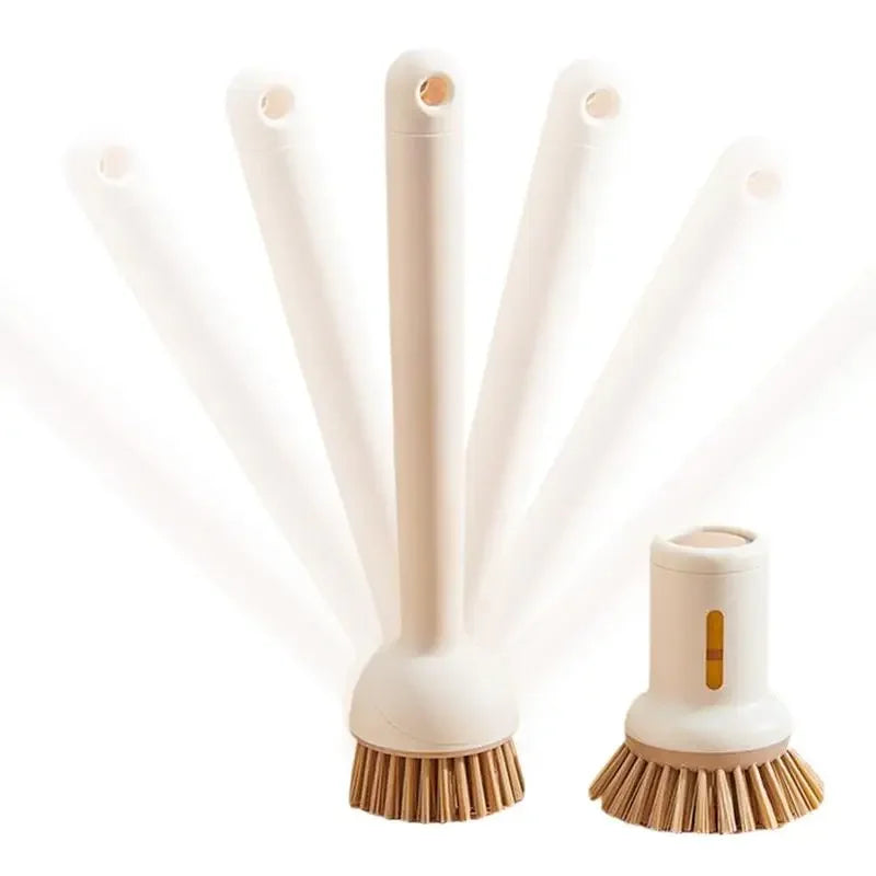 Kitchen Pot Brush for Home Use Long Handle Rotating Dish Washing Scrubber with Liquid Dispenser Easy Clean Pan and Bowl