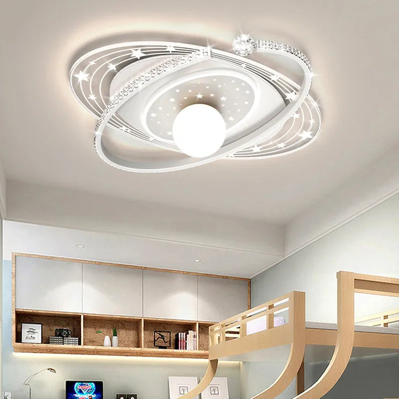 Nordic smart ceiling light home decor led pink blue star ring light  for children‘'s room dimmable luxury boy room decor lights
