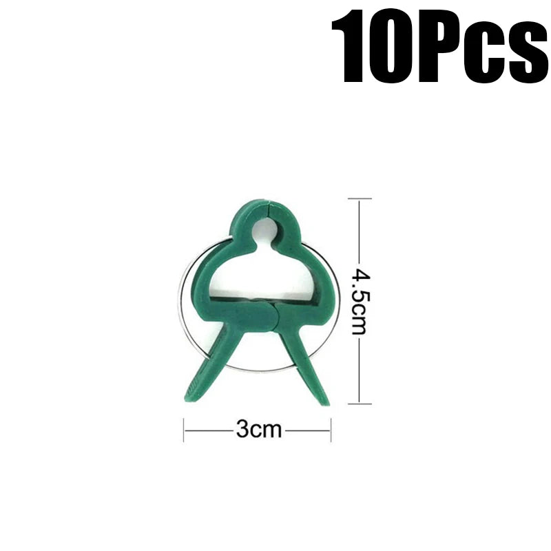 10pcs/set Green Garden Plant Fixed Clips Garden Tools for Greenhous Vegetables Stem Vines Grape Clamp Support Straighten Stems